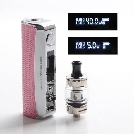 [Ships from Bonded Warehouse] Authentic Vaporesso GTX ONE 40W 2000mAh VW Box Mod Kit with GTX Tank 18 - Pink, 3ml, 5~40W
