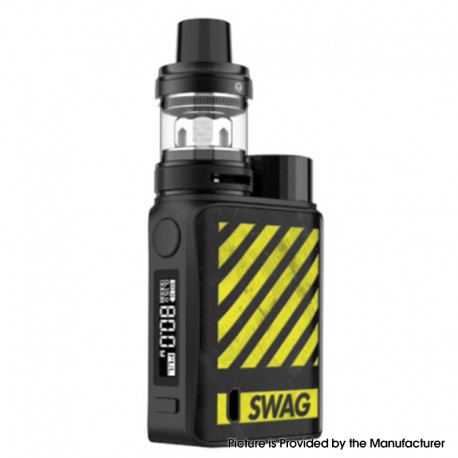 Authentic Vaporesso SWAG II 80W VW Box Mod w/ NRG PE Tank Atomizer Kit - Zebra Yellow, 5~80W, 1 x 18650, 3.5ml, 0.15/0.5ohm