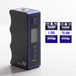 Authentic Dovpo Mono SQ 75W TC VW Variable Wattage Box Mod - Blue, 1~75W, Evolv's DNA75C Chipset, 1 x 18650