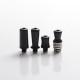 Authentic Reewape T2 510 Drip Tip Mouthpiece Kit for Vape Atomizers - Black, 1 Stainless Steel Base + 4 Resin Mouthpieces