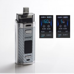 Authentic SMOK RPM160 160W VW Mod Pod System Starter Kit - Silver Carbon Fiber, 7.5ml, 5~160W, 2 x 18650, IQ-160 Chipset