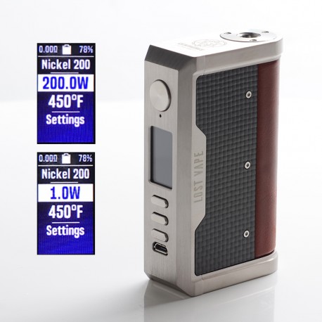 Authentic LostVape Centaurus DNA 250C 200W TC VW Box Mod - SS/Cowhide Tactile Carbon Fiber, 2 x 18650, 1~200W, 200~600'F