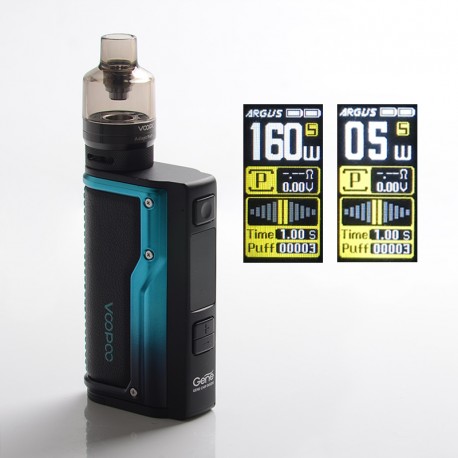 Authentic VOOPOO Argus GT 160W TC VW Variable Wattage Box Mod + PnP Pod Tank Kit - Black + Blue, 5~160W, 4.5ml, 2 x 18650