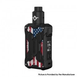 Authentic Rincoe Mechman Lite 228W TC VW Box Mod + Metis RDA Atomizer Kit - American Flag, 1~228W, 2 x 18650