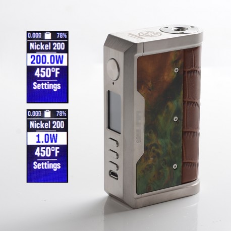 Authentic LostVape Centaurus DNA 250C 200W TC VW Box Mod - SS/Crocodile Stabwood, 2 x 18650, 1~200W, 200~600'F