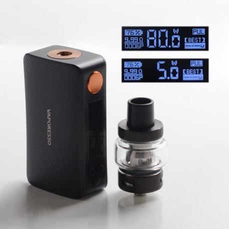 [Ships from Bonded Warehouse] Authentic Vaporesso Gen Nano 80W 2000mAh TC VV VW Mod Kit with GTX Tank 22 - Black, 3.5ml