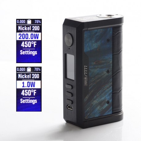 Authentic LostVape Centaurus DNA 250C 200W TC VW Box Mod - Black/Crocodile-Stabwood, 2 x 18650, 1~200W, 200~600'F