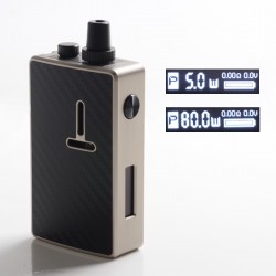 Authentic Mechlyfe Ratel XS 80W TC VW DL / MTL Rebuildable AIO Pod System Kit - Brushed SS & Carbon Fiber, 5~80W, 1 x 18650