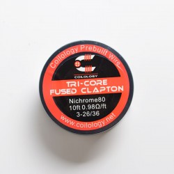 [Ships from Bonded Warehouse] Authentic Coilology Tri-Core Fused Clapton Spool Wire - Ni80, 3-26GA / 36GA, 0.98ohm/ft, 10ft