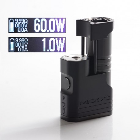 Authentic Aspire MIXX 60W VV VW Variable Wattage Box Mod - Jet Black, Aluminum + Stainless Steel, 1~60W, 1 x 18350 / 18650