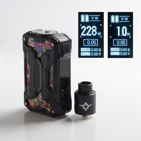 Authentic Rincoe Mechman Lite 228W TC VW Box Mod + Metis RDA Atomizer Kit - Graffiti, 1~228W, 2 x 18650