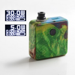 Authentic SXK Bantam Revision 30W VW Box Mod Kit w/o 18350 Battery - Green Yellow, 5~30W, 1x18350, SEVO-30, Stabilized Wood