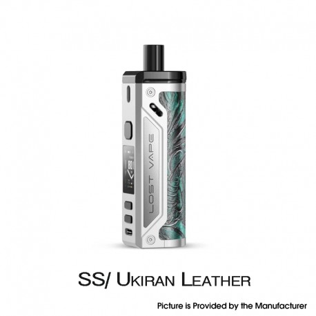 Authentic LostVape Thelema 80W Pod System VW Mod Kit - SS/Ukiran Leather, 3000mAh, 5~80W, 4.0ml, 0.2ohm / 0.3ohm