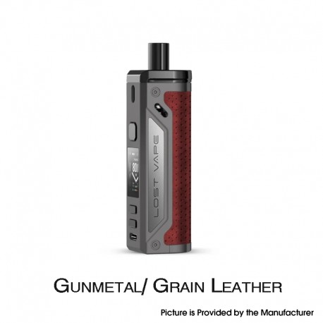 Authentic LostVape Thelema 80W Pod System VW Mod Kit - Gunmetal/Grain Leather, 3000mAh, 5~80W, 4.0ml, 0.2ohm / 0.3ohm