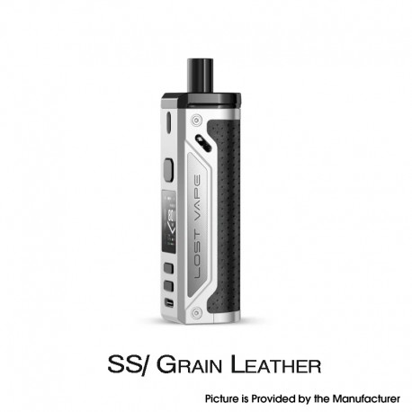 Authentic LostVape Thelema 80W Pod System VW Mod Kit - SS/Grain Leather, 3000mAh, 5~80W, 4.0ml, 0.2ohm / 0.3ohm