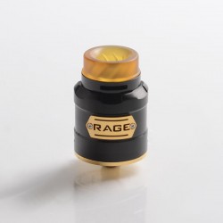 Authentic 5GVAPE Rage RDA Rebuildable Dripping Atomizer w/ BF Pin - Black, 316 Stainless Steel, 24mm Diameter