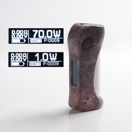 Authentic ULTRONER Alieno 70W TC VW Variable Wattage Box Mod - Purple, Stabilized Wood, 1~70W, 1 x 18650, SEVO 70 Chipset