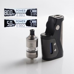 Authentic Kizoku Techmod 80W TC VV VW Box Mod Starter Kit + Limit MTL / DTL RTA Tank - Black + Gun Metal, 3.0ml, 1 x 18650