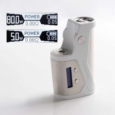 Authentic Kizoku Techmod 80W TC VV VW Variable Wattage Box Mod - Silver + White, 1 x 18650