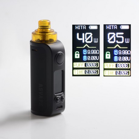 [Ships from Bonded Warehouse] Authentic Asvape Hita Ink 40W Pod System Mod Kit - Black, 1500mAh, 5~40W, 3.0ml