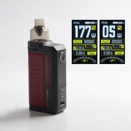 Authentic Voopoo Drag Max 177W VW Pod System Box Mod Kit - Marsala, 5~177W, 2 x 18650, 4.5ml, 0.15 / 0.2ohm