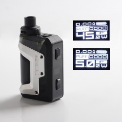 [Ships from Bonded Warehouse] Authentic GeekAegis Hero 45W VW Pod System Kit - Silver, 1200mAh, 5~45W, 4.0ml, 0.4ohm / 0.6ohm