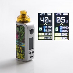 Authentic Asvape Hita Ink 40W Pod System Mod Kit - Silver + Tao Wu, 1500mAh, 5~40W, 3.0ml