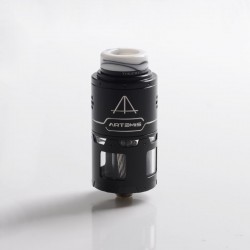 Authentic ThunderHead Creations Artemis RDTA Atomizer w/ BF Pin - Silver + Black, SS + Glass, 4.5ml, 24mm Diameter