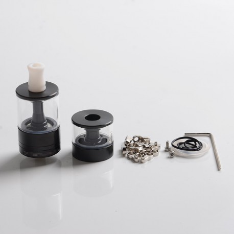 Dvarw MTL FL Facelift 24 Style RTA Rebuildable Tank Vape Atomizer w/ 11 x Air Inserts - Black, 3.5ml / 6.0ml, 24mm Diameter