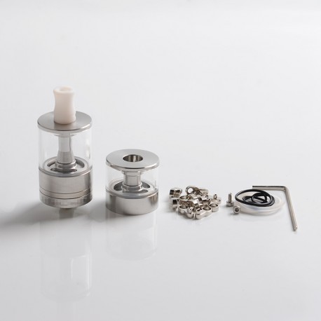 Dvarw MTL FL Facelift 24 Style RTA Rebuildable Tank Vape Atomizer w/ 11 x Air Inserts - Silver, 3.5ml / 6.0ml, 24mm Diameter