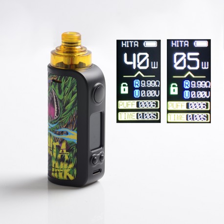 Authentic Asvape Hita Ink 40W Pod System Mod Kit - Black + Tao Wu, 1500mAh, 5~40W, 3.0ml