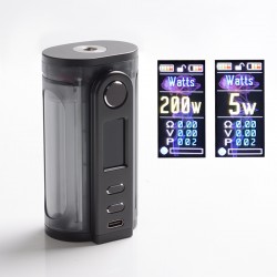 Authentic Ultroner x Fallout Gaea 200W Box Mod - Clear Black Frosted, 5~200W, 2 x 18650 / 20700 / 21700, Sevo 200C