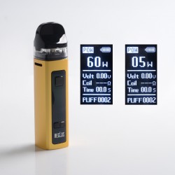 Authentic Uwell Aeglos Pod System Mod Kit - Gold, VW 5~60W, 1500mAh, 3.5ml, MTL 0.8ohm Coil / DL 0.23ohm Coil