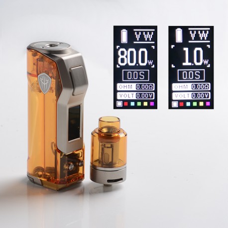 [Ships from Bonded Warehouse] Authentic Rincoe Jellybox Mini 80W Box Mod with Jellytank Kit - Amber Clear, 1~80W, 4.8ml