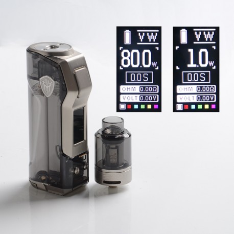 [Ships from Bonded Warehouse] Authentic Rincoe Jellybox Mini 80W Box Mod with Jellytank Kit - Black Clear, 1~80W, 4.8ml