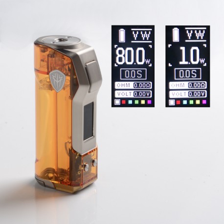 [Ships from Bonded Warehouse] Authentic Rincoe Jellybox Mini 80W Box Mod - Amber Clear, VW 1~80W, TC 200~600'F (100~315'C)