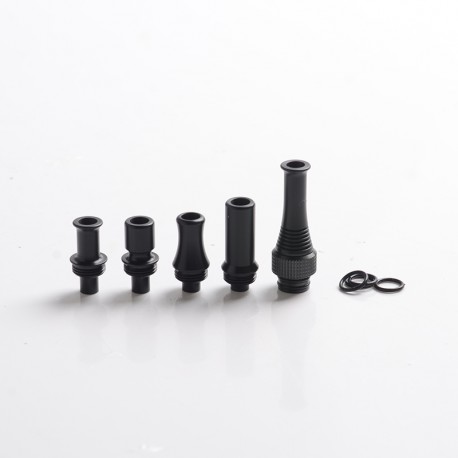 Authentic Auguse CG V2 510 Drip Tip kit for RBA / RTA / RDA Atomizer - Glossy Black, POM + SS (5 PCS)