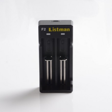 [Ships from Bonded Warehouse] Authentic Listman F2 2A Dual-Slot Charger for 22650/ 18650 / 14500 / 18350 - ABS, USB Plug