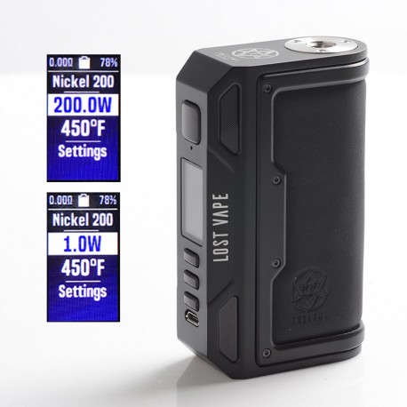 [Ships from Bonded Warehouse] Authentic LostVape Thelema DNA250C 200W VW TC Box Mod - Black / Calf Leather, 1~200W, 2 x 18650