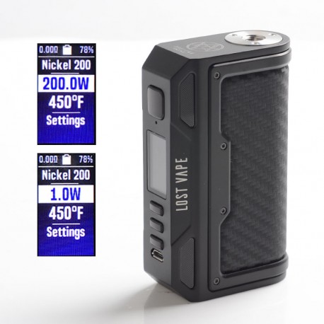 [Ships from Bonded Warehouse] Authentic LostVape Thelema DNA250C 200W VW TC Box Mod - Black / Carbon Fiber, 1~200W, 2 x 18650