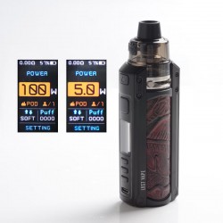 Authentic LostVape Ursa Quest Multi Pod Mod Kit 100W TC VW Box Mod + Ursa Pro Pod Tank - Black-Ukiran Leather, 5~100W, 7.0ml