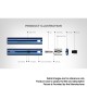 Authentic Uwell Whirl S 1450mAh 18W Pod System Pen Starter Kit - Blue, Stainless Steel + Glass, 2.0ml, 0.8ohm