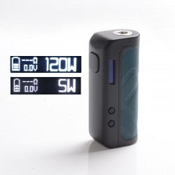 Authentic Augvape Foxy One 120 Box Mod - Black + Green Leather, 5~120W, 1 x 18650 / 20700 / 21700