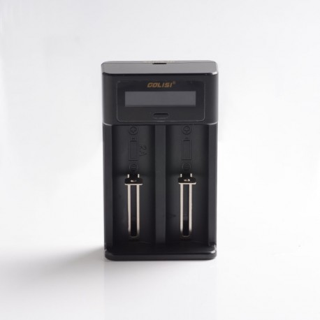 [Ships from Bonded Warehouse] Authentic Golisi I2 2A Two-Slot Smart USB Charger w/ LCD Screen - Black, ABS + PC