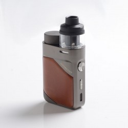 Authentic Vaporesso Swag PX80 Kit 80W Box Mod + Swag 4ml Pod Tank - Leather Brown, 5~80W, Axon Chip, 1 x 18650, 0.2ohm / 0.3ohm