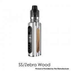 Authentic LostVape Grus 100W VW Box Mod + 5.0ml UB Pro Pod Tank Kit - SS / Zebra Wood, 5~100W, 1 x 21700 / 20700 / 18650