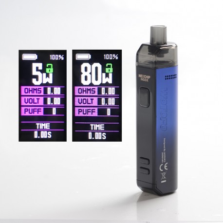 Authentic Wotofo SMRT 2000mAh 80W Pod System Starter Kit - Blue, VW 5~80W, 4.5ml Pod Cartridge