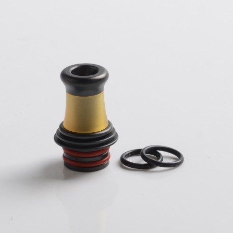 Authentic Auguse Era V2 510 Bevel Drip Tip for RBA / RTA / RDA Atomizer - Black + Yellow, Stainless Steel + PEI, 18.5mm