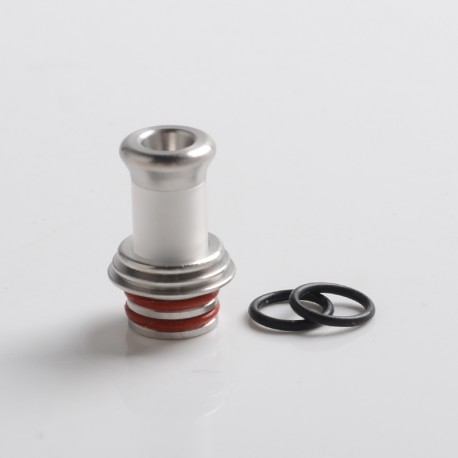 Authentic Auguse Era V2 510 Straight Drip Tip for RBA / RTA / RDA Atomizer - SS + Translucent White, Stainless Steel + Acrylic