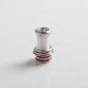 Authentic Auguse Era V2 510 Straight Drip Tip for RBA / RTA / RDA Atomizer - SS + Translucent White, Stainless Steel + Acrylic